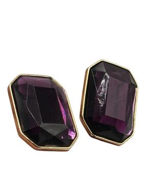 Huge Jay Feinberg Purple Acrylic Clip Earrings